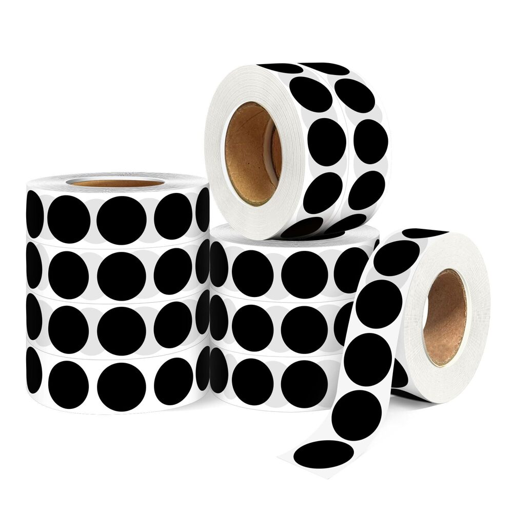5290 ‎‎WANSTE 10Rolls 10000PCS 0.75 Inch Small Black Sticky Tags, Permanent